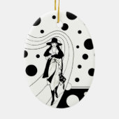 レトロ滑走路モデル、ヴィンテージアールデコファッション セラミックオーナメント (裏面)