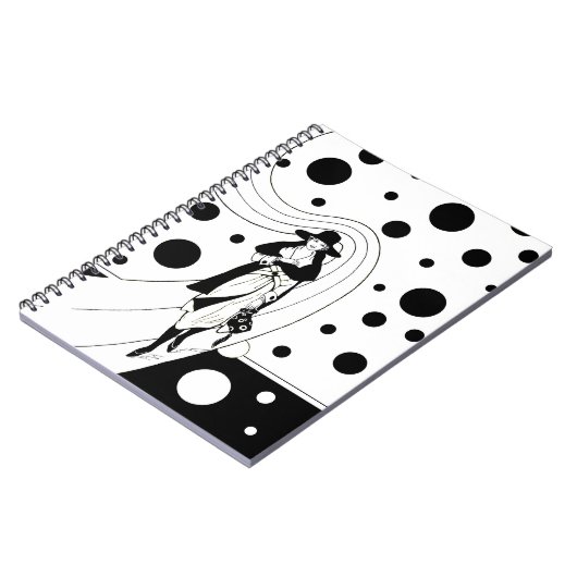 レトロ滑走路モデル、ヴィンテージアールデコファッション ノートブック (左側)