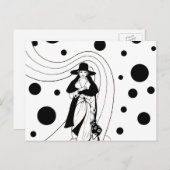 レトロ滑走路モデル、ヴィンテージアールデコファッション ポストカード (正面/裏面)