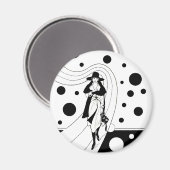 レトロ滑走路モデル、ヴィンテージアールデコファッション マグネット (正面/裏面)