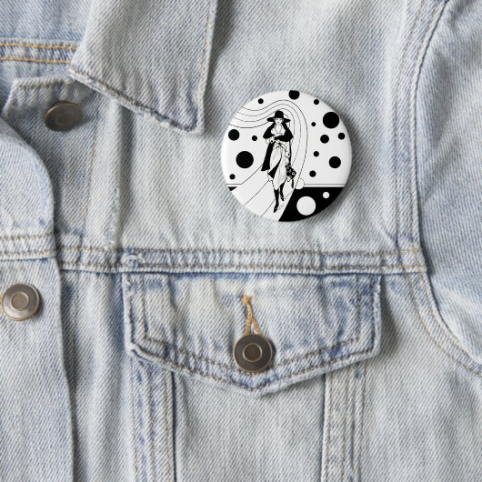 レトロ滑走路モデル、ヴィンテージアールデコファッション 缶バッジ (インサイチュ)