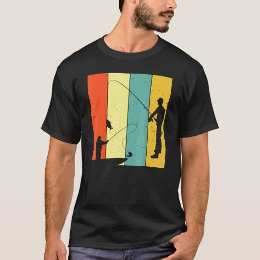 レトロ漁船と釣り竿のフィッシャーマン Tシャツ (正面)