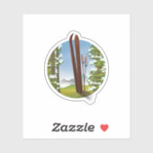 レトロ漫画のスキー旅行ロゴ シール (シート)