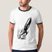 レトロ漫画のロケットで冒険へと飛び出せ Tシャツ (正面)