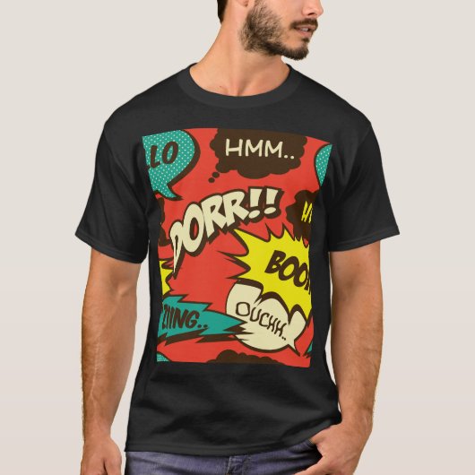 レトロ漫画の叫び:シームレスなパターン。 Tシャツ (正面)