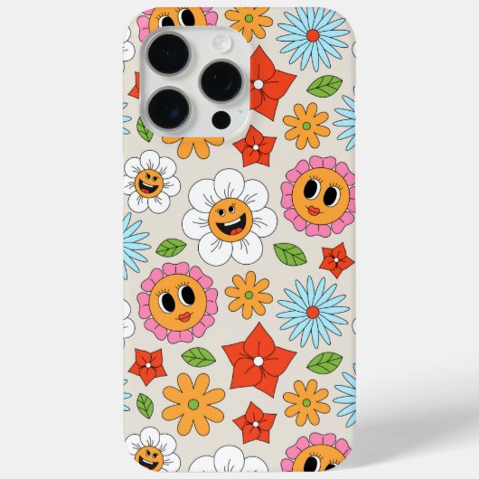 レトロ漫画の花お洒落幸せおもしろい Case-Mate iPhoneケース (裏面)