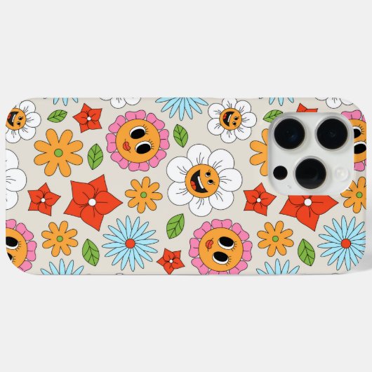 レトロ漫画の花お洒落幸せおもしろい Case-Mate iPhoneケース (裏面 (横))