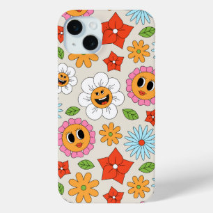 レトロ漫画の花お洒落幸せおもしろい iPhone 15 MINIケース