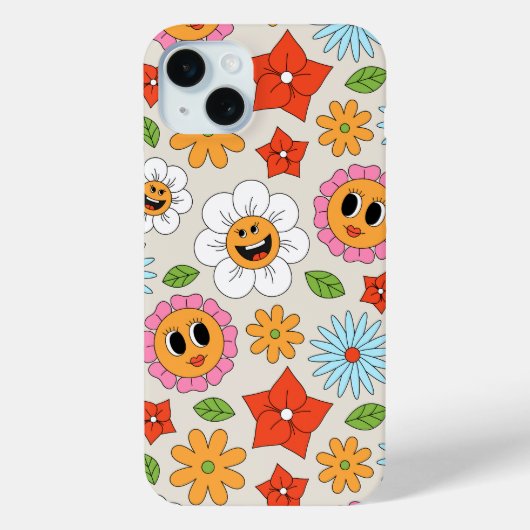 レトロ漫画の花お洒落幸せおもしろい Case-Mate iPhoneケース (裏面)