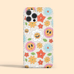 レトロ漫画の花お洒落幸せおもしろい iPhone 15 PRO MAXケース<br><div class="desc">レトロ漫画の花お洒落幸せなおもしろいiPhone 15 Pro Maxケースは、ピンクお洒落、オレンジ、黄色、青、緑と白のカラフル漫画の顔の花と葉のパターンを特徴とする。誕生日、クリスマス、休日、母の日、姉妹、ベスティーズなどのための素晴らしい贈り物。©Evco Studio www.zazzle.com/store/evcostudioによる設計</div>