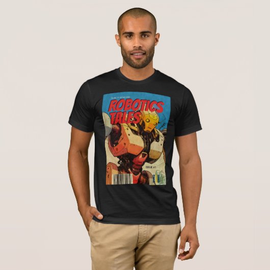 レトロ漫画の表紙 ロボット グラフィック Tシャツ (正面フル)