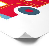 レトロ漫画の赤いダブルデッカーバスのパーソナライズ ポスター (角)