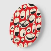 レトロ漫画の顔パターンラウンドウォールクロック ラージ壁時計 (傾斜)