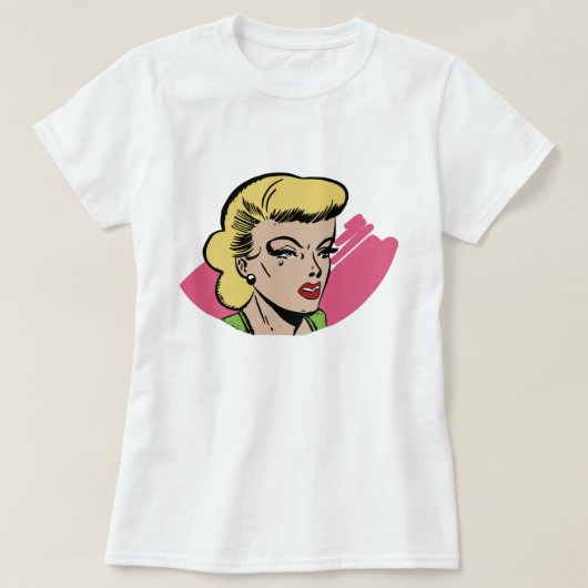 レトロ漫画ガール Tシャツ (デザイン正面)