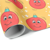 レトロ漫画クリスマスグローブスマイリーキャラクター ラッピングペーパー (ロールコーナー)