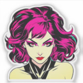 レトロ漫画チャーム – ブライトポップ・アートのアートガール シール (正面)