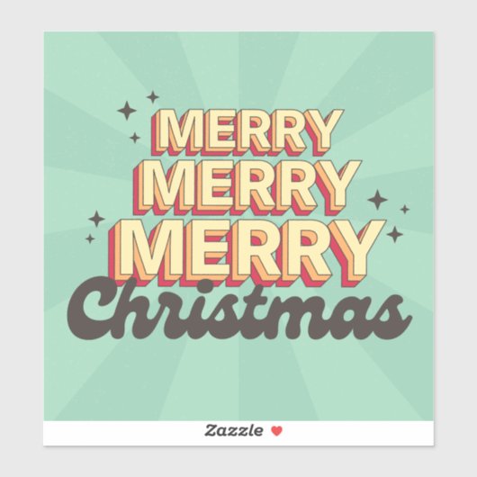 レトロ漫画デザインメリークリスマス文字 シール (シート)