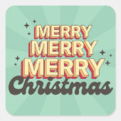 レトロ漫画デザインメリークリスマス文字 スクエアシール (正面)
