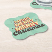 レトロ漫画デザインメリークリスマス文字 ペーパーコースター (アングル)