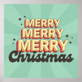 レトロ漫画デザインメリークリスマス文字 ポスター
