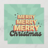 レトロ漫画デザインメリークリスマス文字 招待状 (正面/裏面)