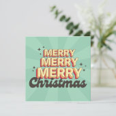 レトロ漫画デザインメリークリスマス文字 招待状 (スタンド正面)