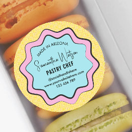 レトロ漫画トレンディーおもしろいカラフルカフェベーカリーシェフ ラウンドシール