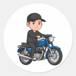 🏍️ レトロ漫画バイク クラシックバイク 楽しいデザイン ラウンドシール