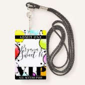 レトロ漫画バルーン甘い16パーティーVIPパス バッジ (裏面ランヤード)