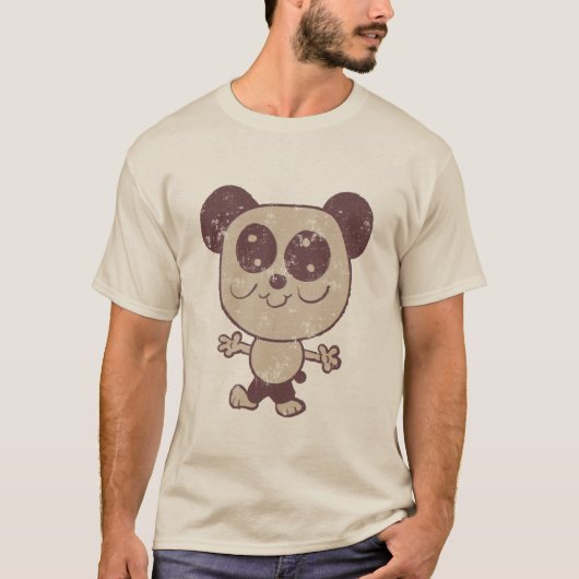 レトロ漫画パンダ Tシャツ (正面)