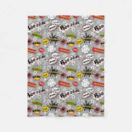 レトロ漫画ブックのアクションの単語 フリースブランケット