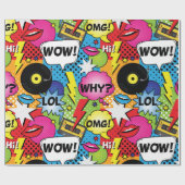 レトロ漫画ブックアポップ・アートのート子供の誕生日 ラッピングペーパー (フラット)