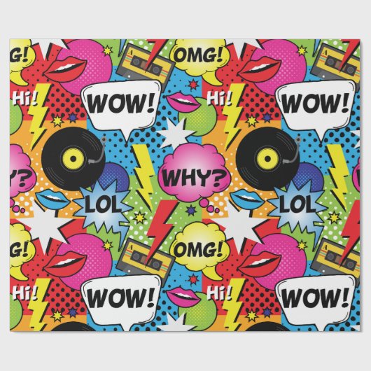 レトロ漫画ブックアポップ・アートのート子供の誕生日 ラッピングペーパー (フラット)