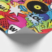 レトロ漫画ブックアポップ・アートのート子供の誕生日 ラッピングペーパー (角)