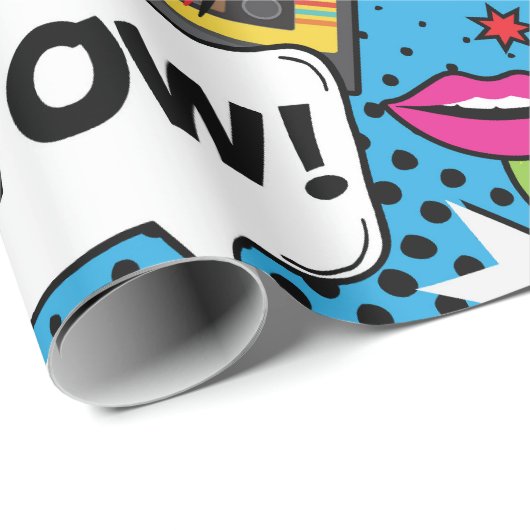 レトロ漫画ブックアポップ・アートのート子供の誕生日 ラッピングペーパー (ロールコーナー)