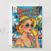 レトロ漫画ブックカバートロピカルブライダルブランチ 招待状 (正面)