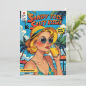 レトロ漫画ブックカバートロピカルブライダルブランチ 招待状 (スタンド正面)