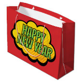 レトロ漫画ブックスタイルハッピーニューイヤー ラージペーパーバッグ (裏面アングル)