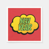 レトロ漫画ブックスタイル新年 スタンダードカクテルナプキン (正面)