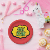 レトロ漫画ブックスタイル新年 ペーパープレート (パーティー)