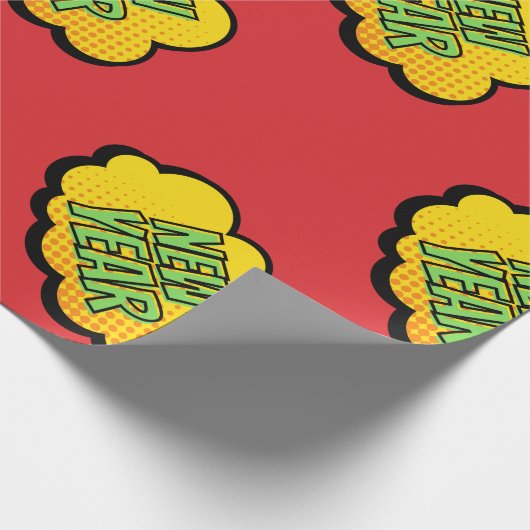 レトロ漫画ブックスタイル新年 ラッピングペーパー (角)