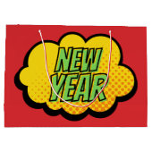 レトロ漫画ブックスタイル新年 ラージペーパーバッグ (裏面)