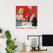 レトロ漫画ブック写真-喫煙はヨに悪い ポスター (ホームオフィス)