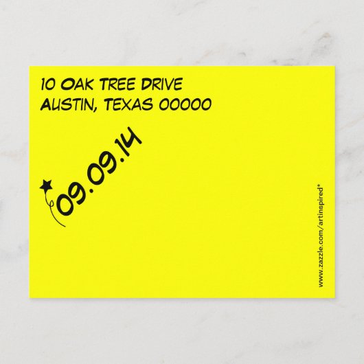 レトロ漫画ポップ・アートのアートウェディング日付ポストカードの保存 案内ポストカード (裏面)