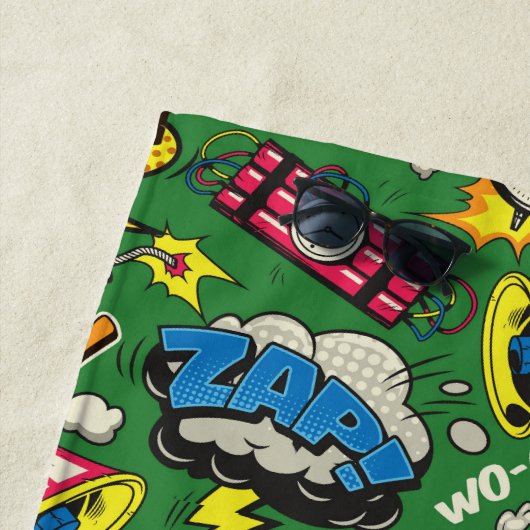 レトロ漫画ポップ・アートのアートパタカラフルーン ビーチタオル (インサイチュ)