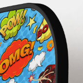 レトロ漫画吹き出しシームレスパターン ピックルボールラケット (左詳細)