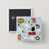 レトロ漫画爆発アポップ・アートのート 缶バッジ (正面&裏面)