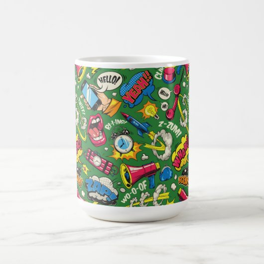 レトロ漫画美学のための都市スタイル – アーポップ・アートのト コーヒーマグカップ (中央)