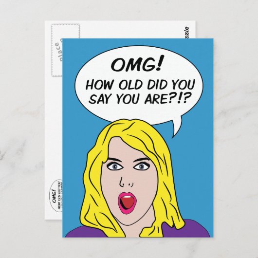 レトロ漫画誕生日はがき ポストカード (正面/裏面)