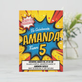 レトロ漫画誕生日パーティー 招待状 (スタンド正面)